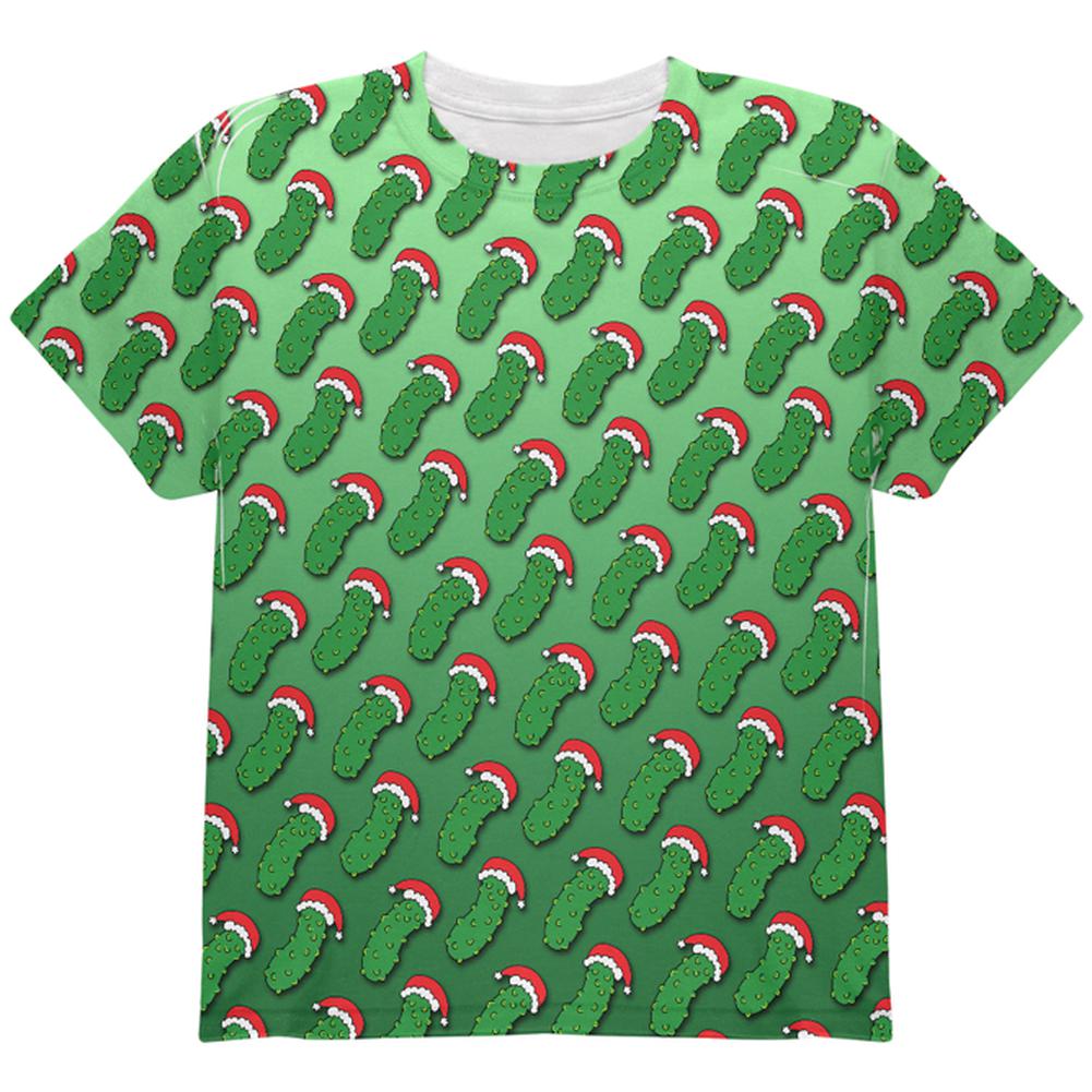 Christmas German Pickle Pattern All Over Youth T Shirt Youth T-Shirts Old Glory LG Multi