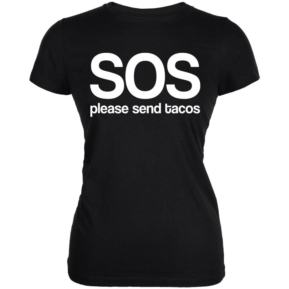 SOS Please Send Tacos Juniors Soft T Shirt Juniors T-Shirts Old Glory 2XL Black