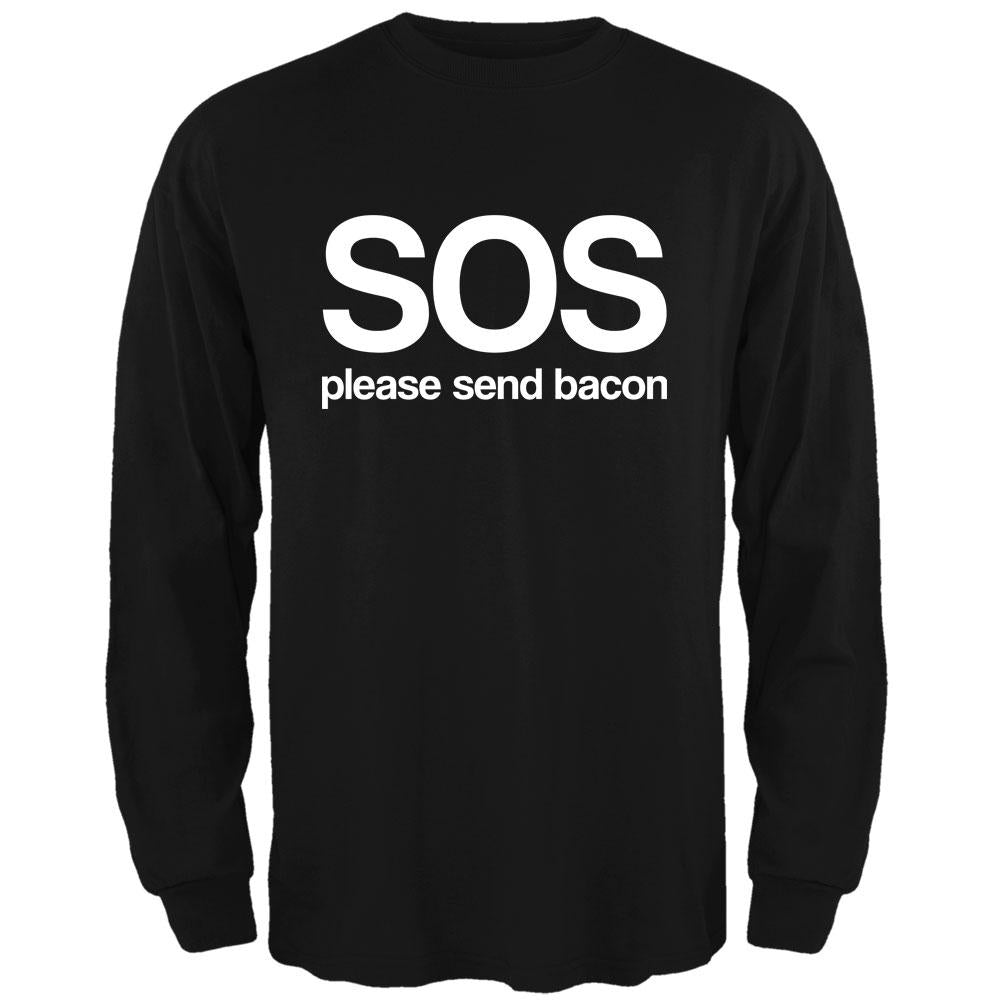 SOS Please Send Bacon Mens Long Sleeve T Shirt Men's Long Sleeves Old Glory 2XL Black