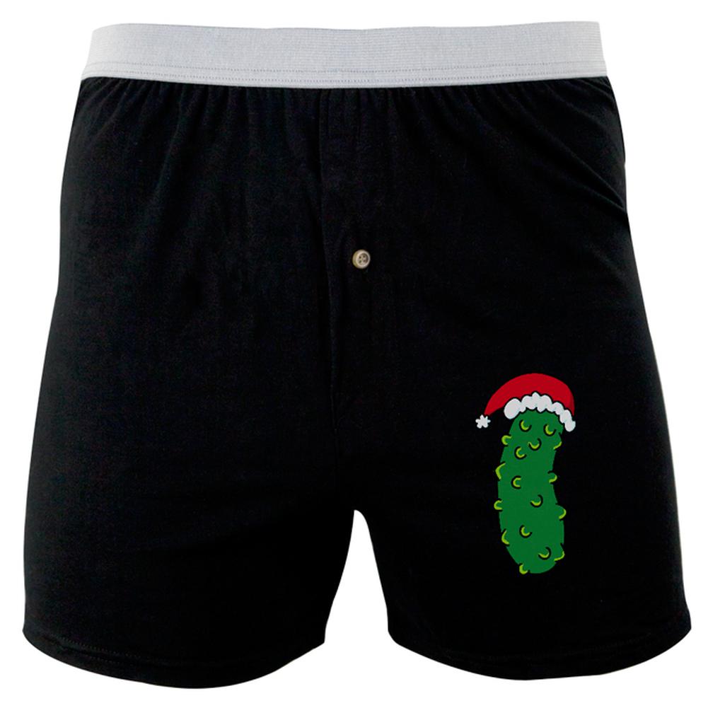 Christmas Pickle German Tradition Soft Knit Boxer Men's Boxers & Briefs Old Glory 2XL Black