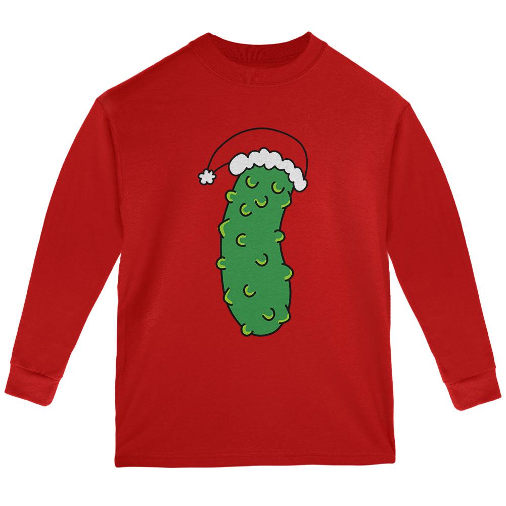 Christmas Pickle Youth Long Sleeve T Shirt Youth Long Sleeves Old Glory LG Red