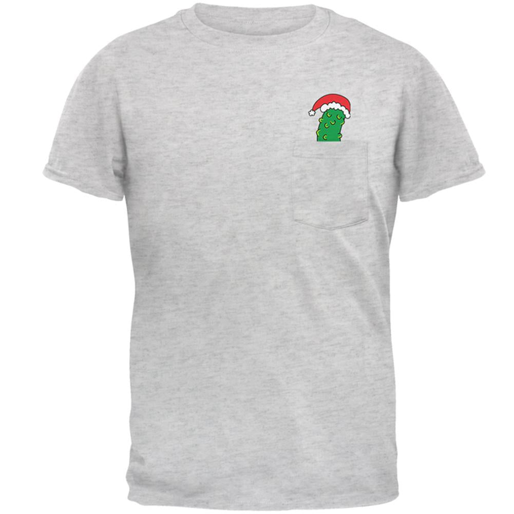 Christmas Pocket Pickle German Tradition Mens Pocket T Shirt Men's T-Shirts Old Glory 2XL Light Heather Grey