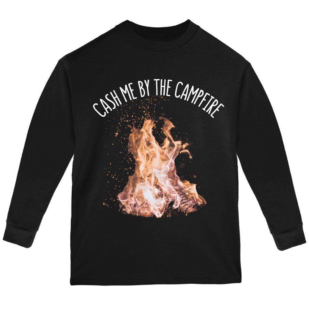 Autumn Cash Me by the Campfire Youth Long Sleeve T Shirt Youth Long Sleeves Old Glory LG Black