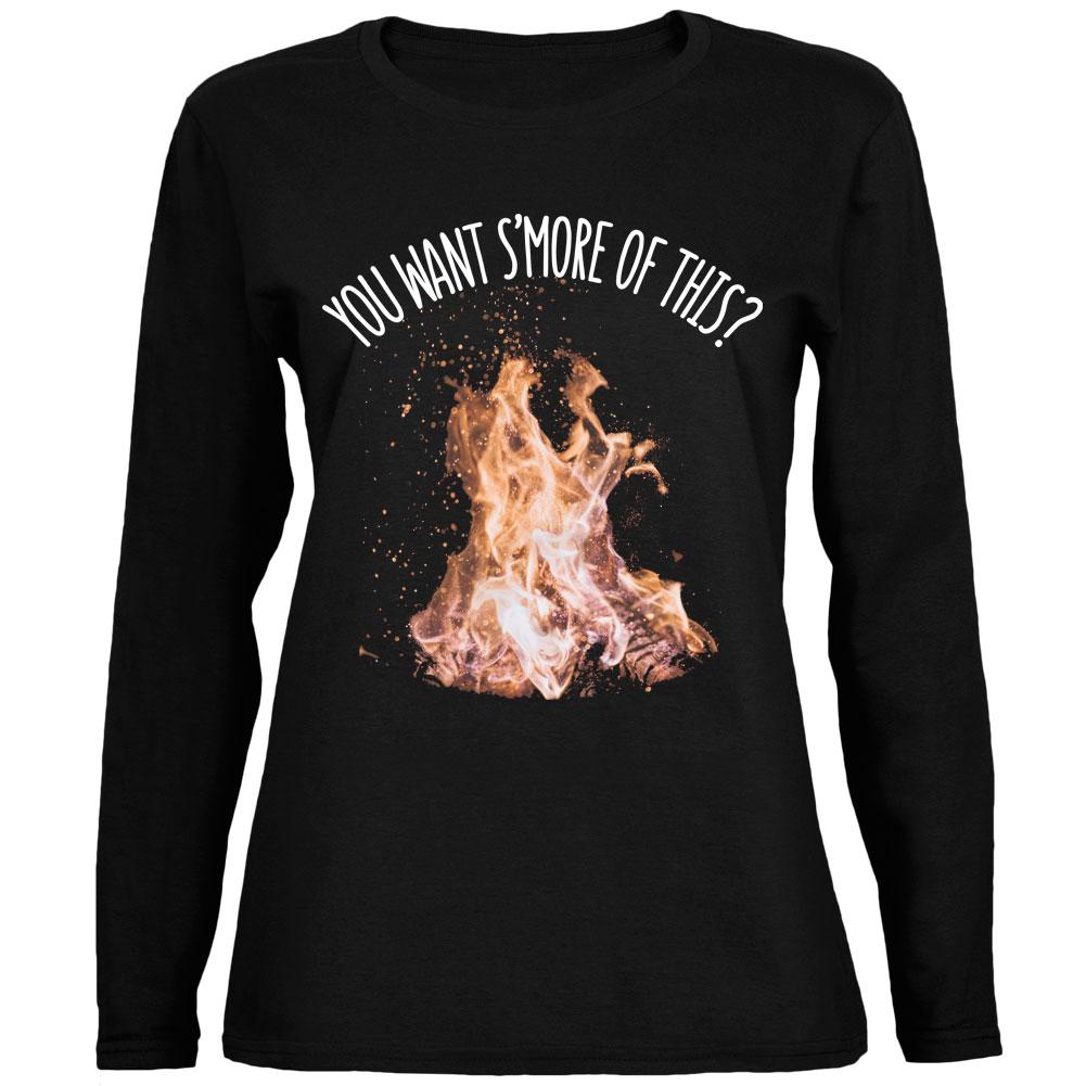 Autumn You Want S'more of This Bonfire Pun Ladies' Relaxed Jersey Long-Sleeve Tee Women's Long Sleeves Old Glory 2XL Black