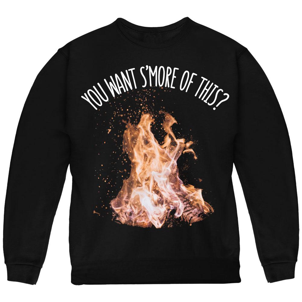Autumn You Want S'more of This Bonfire Pun Youth Sweatshirt Youth Sweatshirts Old Glory LG Black