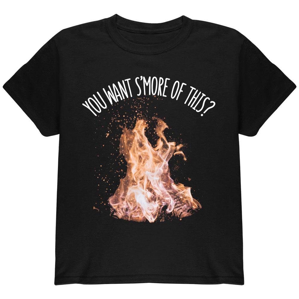 Autumn You Want S'more of This Bonfire Pun Youth T Shirt Youth T-Shirts Old Glory LG Black