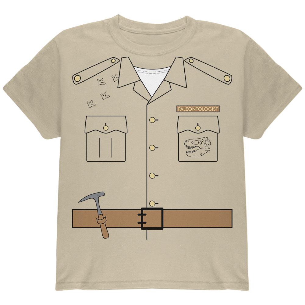 Halloween Paleontologist Dinosaur Hunter Costume Youth T Shirt Youth T-Shirts Old Glory LG Sand
