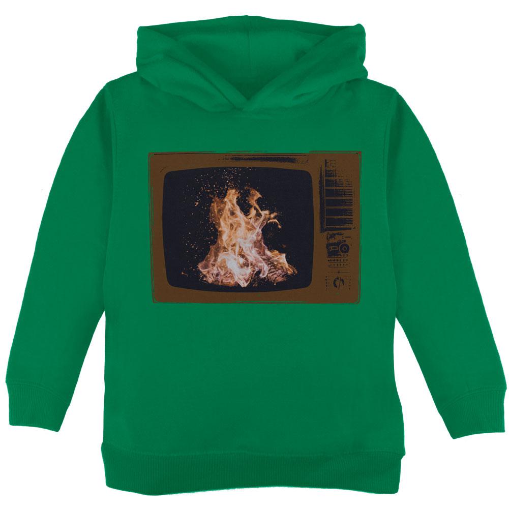 Autumn Funny Faux Fireplace Television Toddler Hoodie Toddler Hoodies Old Glory 2T Green