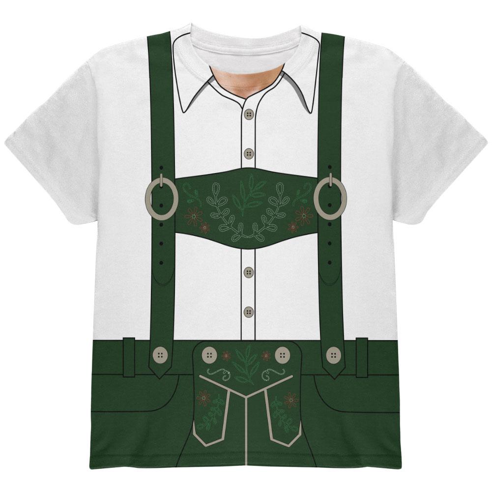 Halloween Lederhosen Yodelling Yodeller Costume Swiss All Over Youth T Shirt Youth T-Shirts Old Glory LG Multi