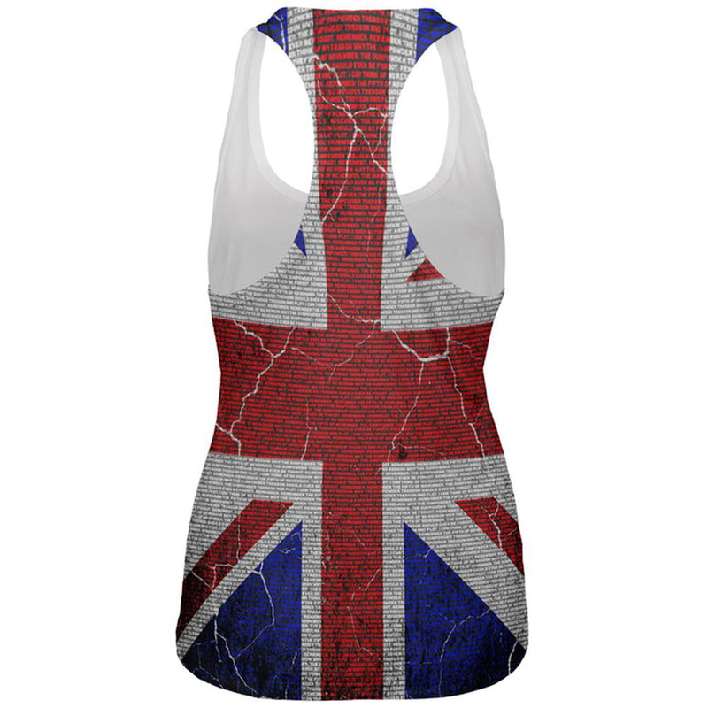 5th of November Rhyme Union Jack British Flag All Over Womens Work Out Tank Top Women's Tank Tops Old Glory