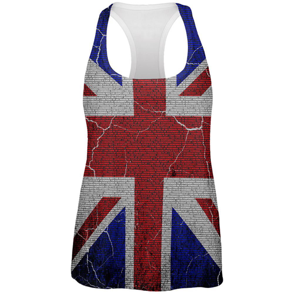 5th of November Rhyme Union Jack British Flag All Over Womens Work Out Tank Top Women's Tank Tops Old Glory 2XL Multi