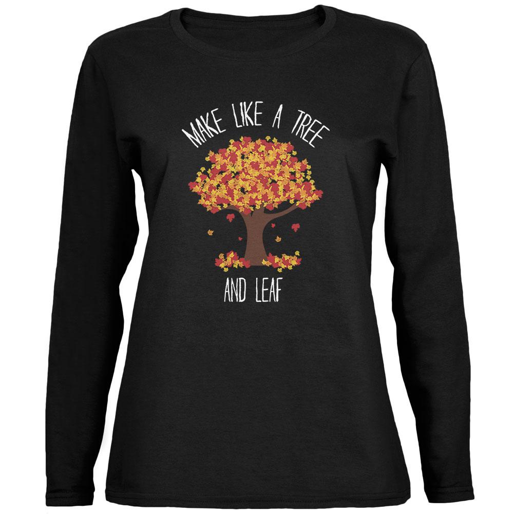 Make Like a Tree and Leaf Pun Ladies' Relaxed Jersey Long-Sleeve Tee Women's Long Sleeves Old Glory 2XL Black