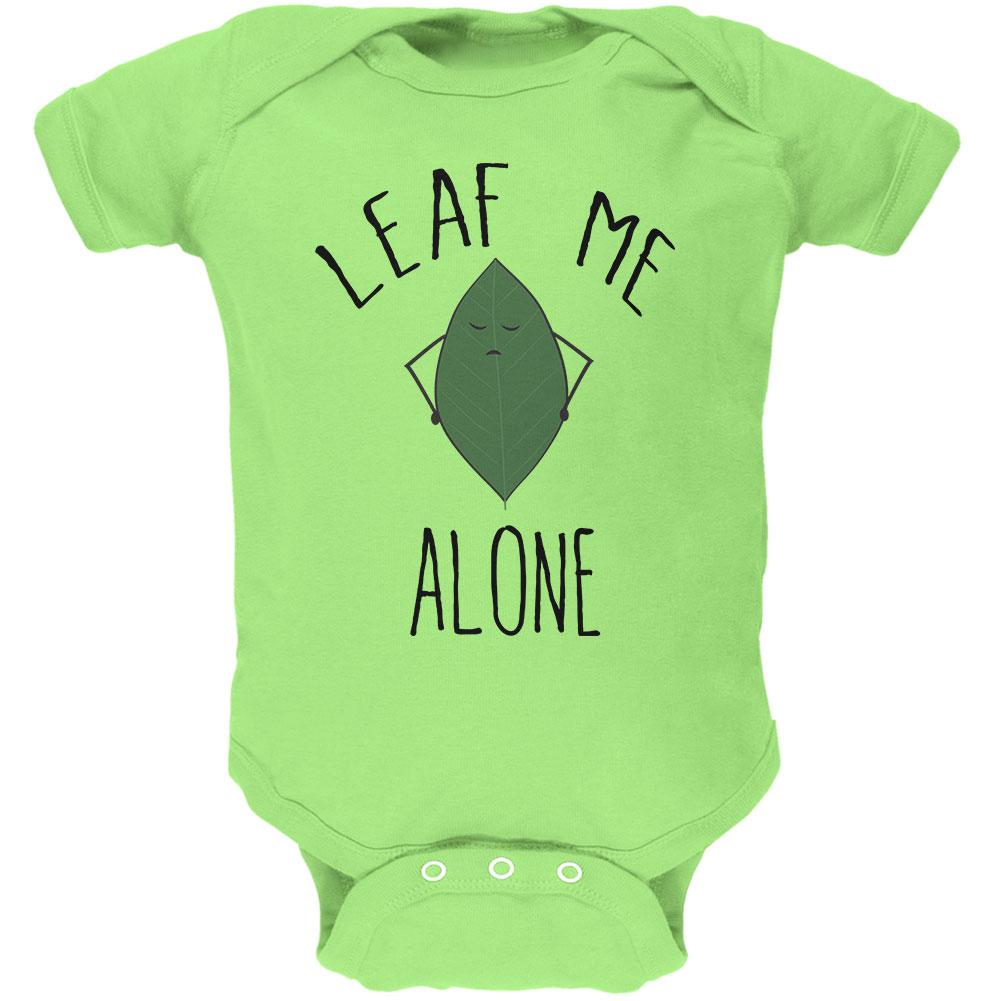 Leaf Leave Me Alone Pun Soft Baby One Piece Baby One Piece Old Glory 12MO Key Lime