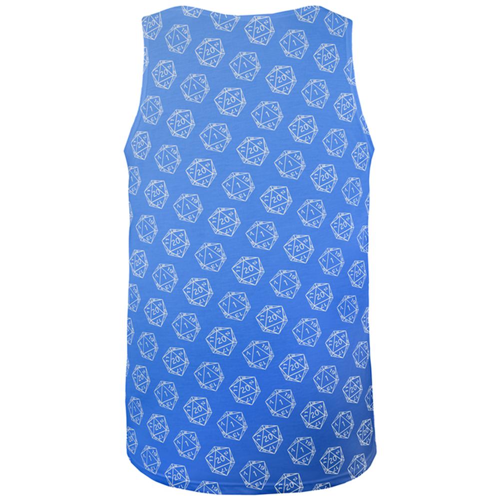 D20 Gamer Critical Hit and Fumble Blue Pattern All Over Mens Tank Top Tank Tops Old Glory