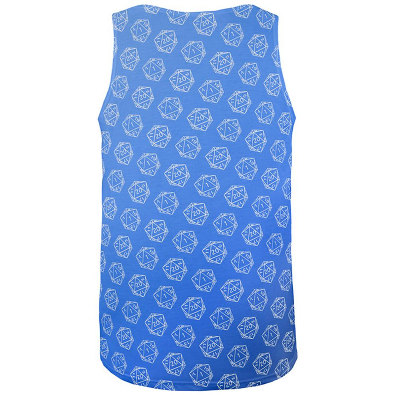 D20 Gamer Critical Hit and Fumble Blue Pattern All Over Mens Tank Top Tank Tops Old Glory