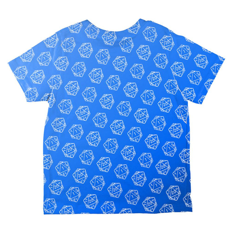 D20 Gamer Critical Hit and Fumble Blue Pattern All Over Toddler T Shirt Toddler T-Shirts Old Glory