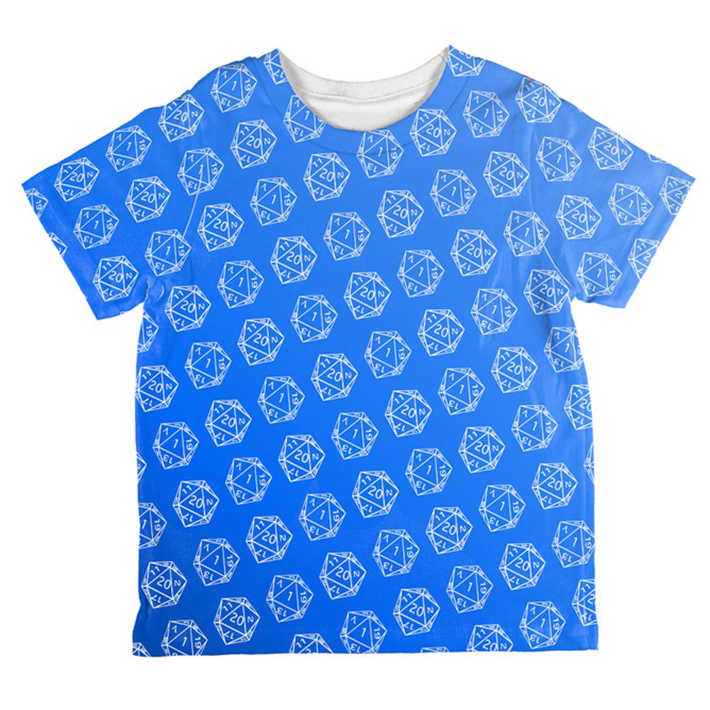 D20 Gamer Critical Hit and Fumble Blue Pattern All Over Toddler T Shirt Toddler T-Shirts Old Glory 2T Multi