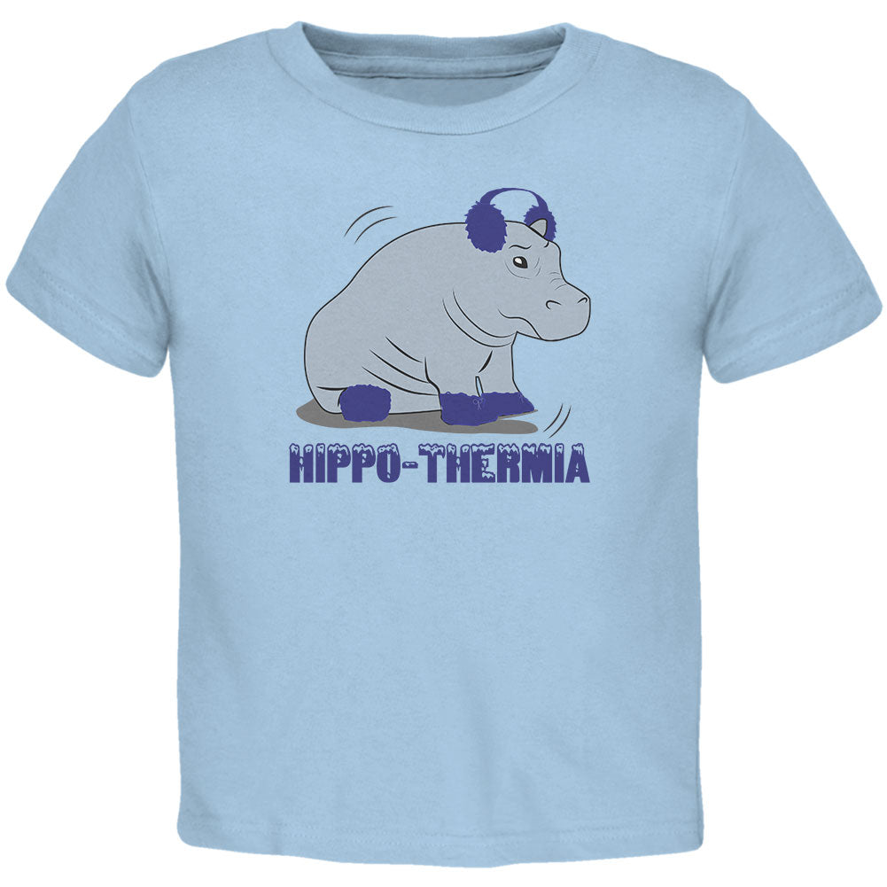 Hippo Hippothermia Cold Winter Funny Toddler T Shirt Toddler T-Shirts Old Glory 2T Light Blue