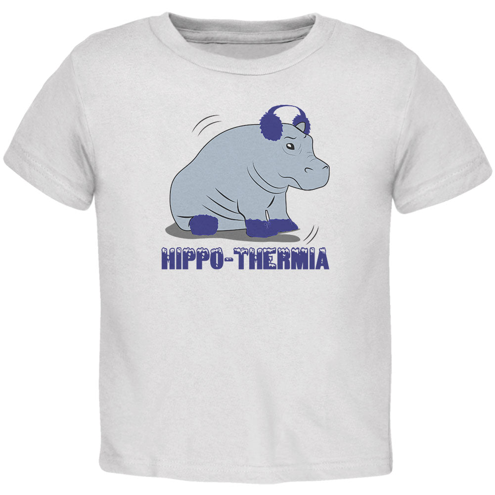 Hippo Hippothermia Cold Winter Funny Toddler T Shirt Toddler T-Shirts Old Glory 2T White