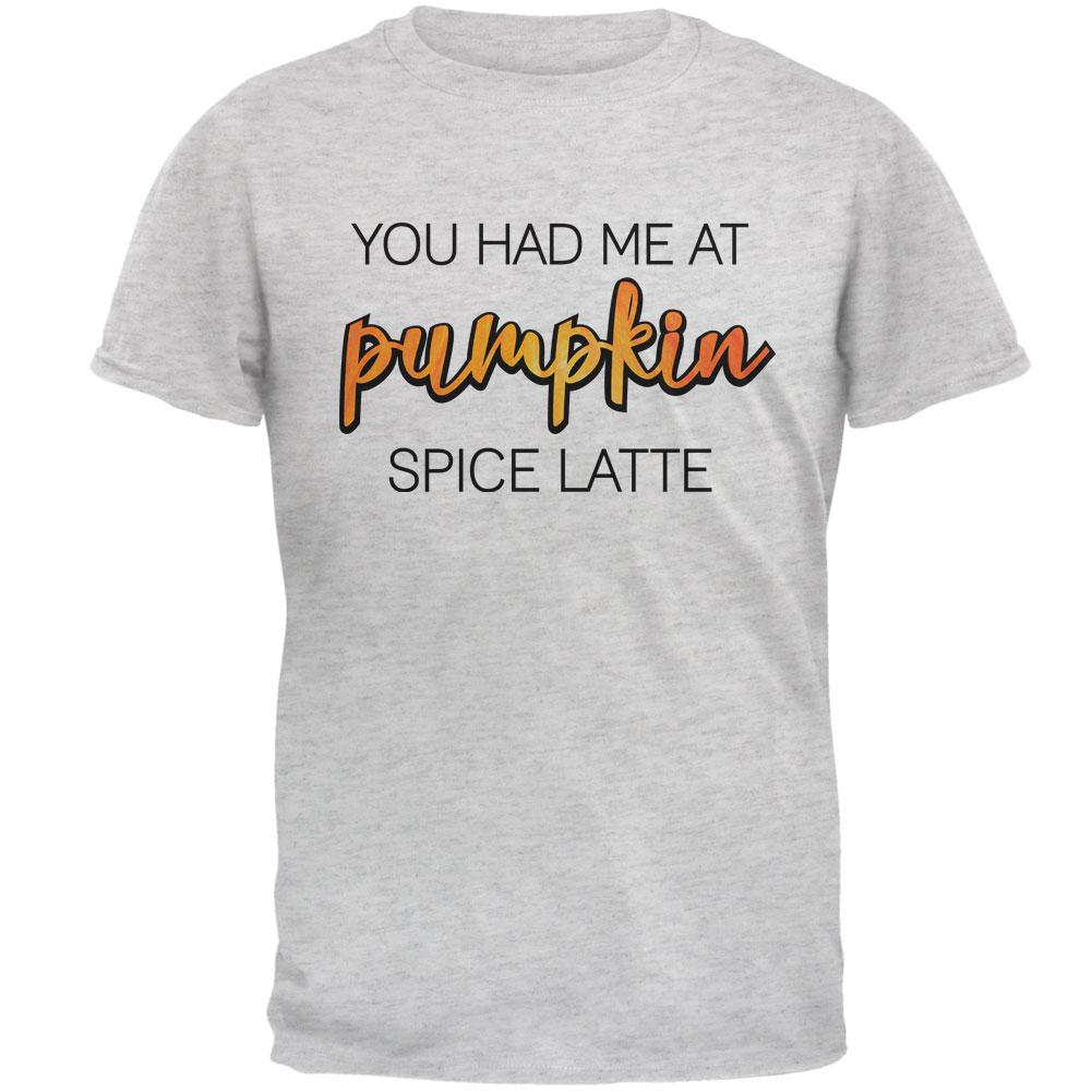 Autumn You Had Me at Pumpkin Spice Latte Mens T Shirt Men's T-Shirts Old Glory 2XL Light Heather Grey