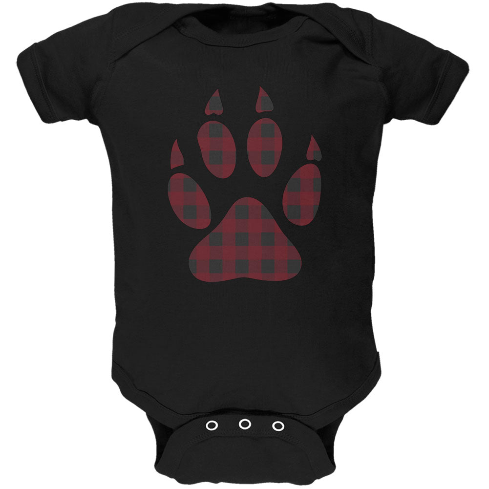 Autumn Buffalo Plaid Bear Claw Paw Soft Baby One Piece Baby One Piece global 12M Black