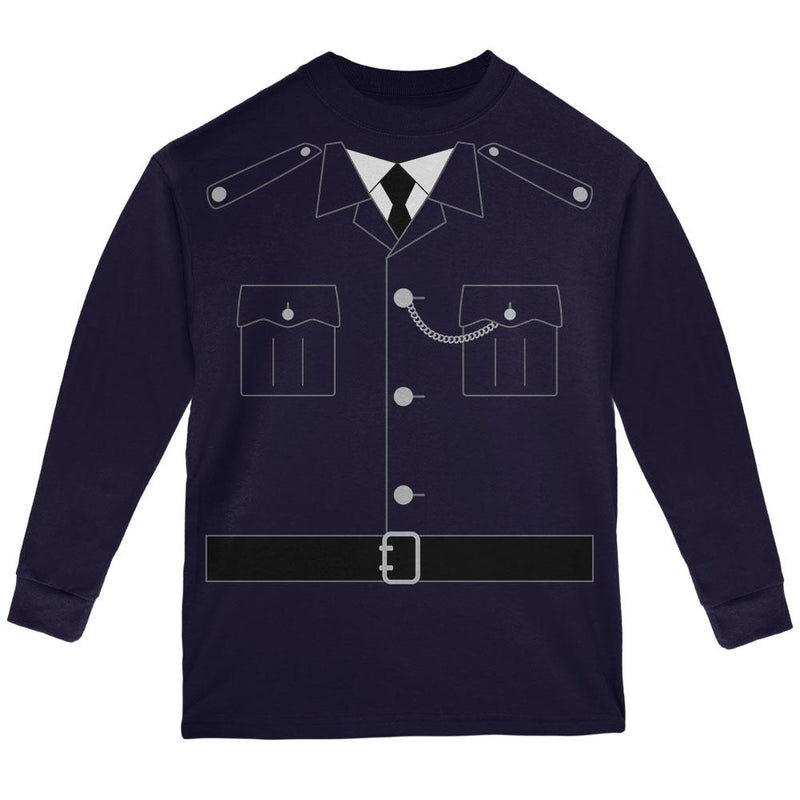 Halloween British Bobby Copper Police Costume Youth Long Sleeve T Shirt Youth Long Sleeves Old Glory LG Navy