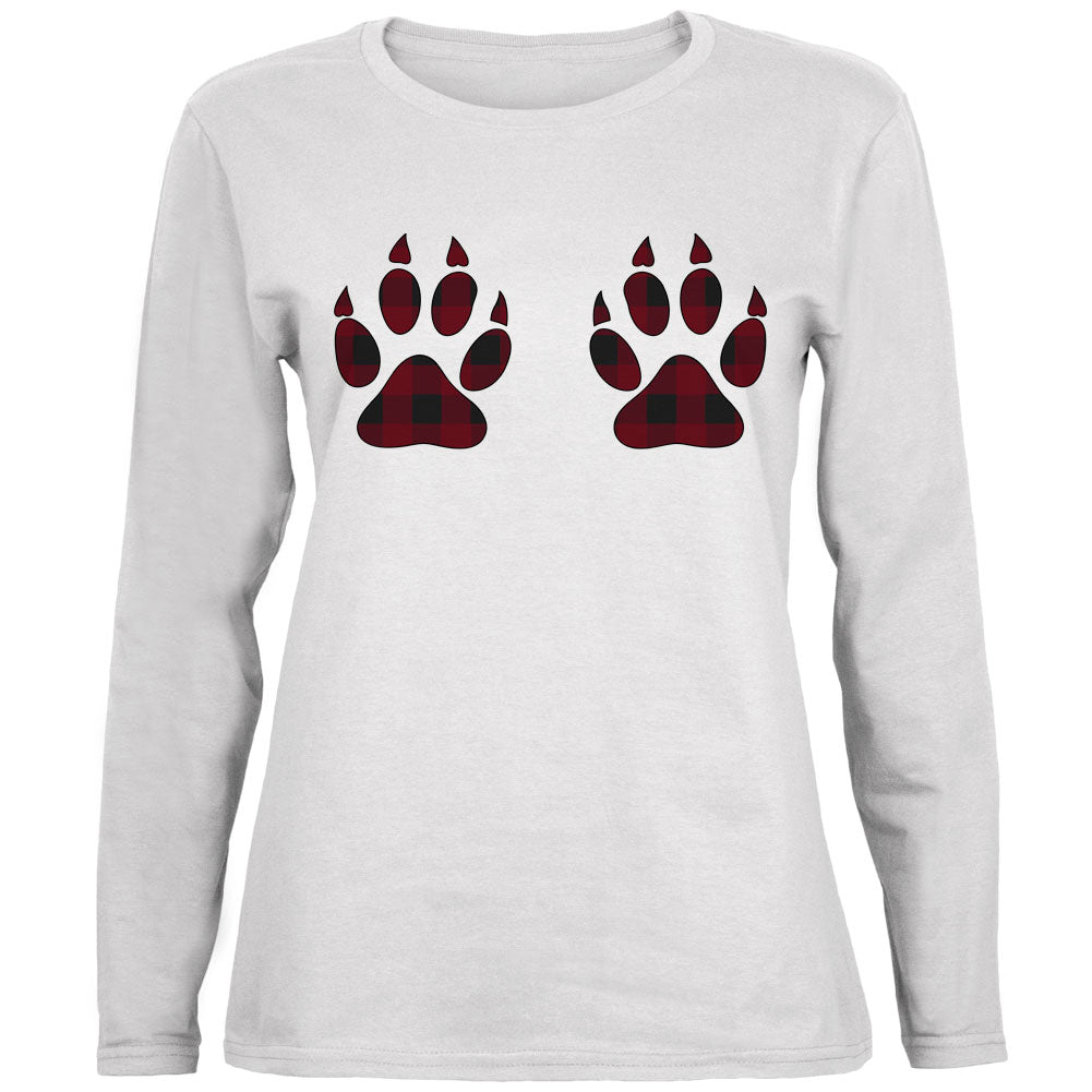 Plaid Bear Paw Boobs Ladies' Relaxed Jersey Long-Sleeve Tee Women's Long Sleeves global 2XL White