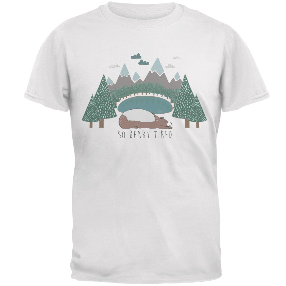 Autumn So Beary Very Tired Bear Pun Mens T Shirt Men's T-Shirts global 2XL White