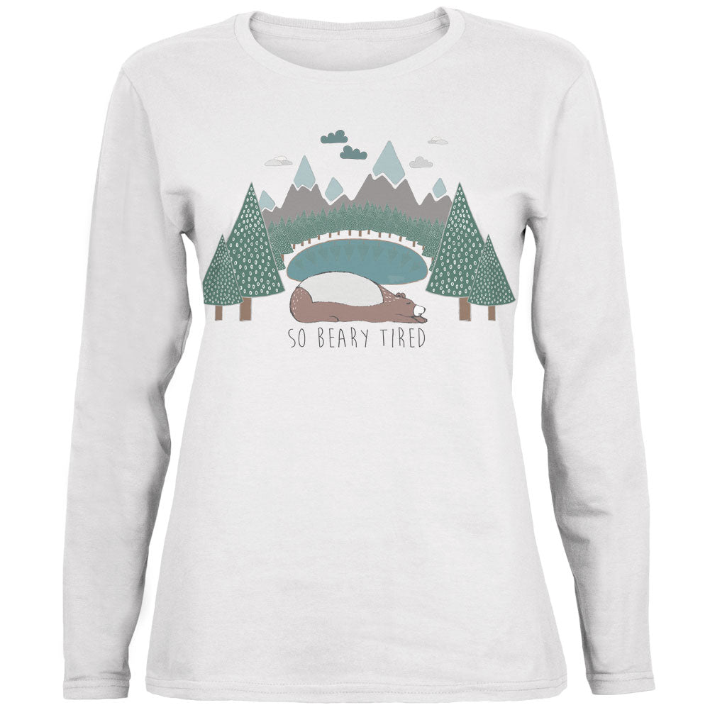 Autumn So Beary Very Tired Bear Pun Ladies' Relaxed Jersey Long-Sleeve Tee Women's Long Sleeves global 2XL White