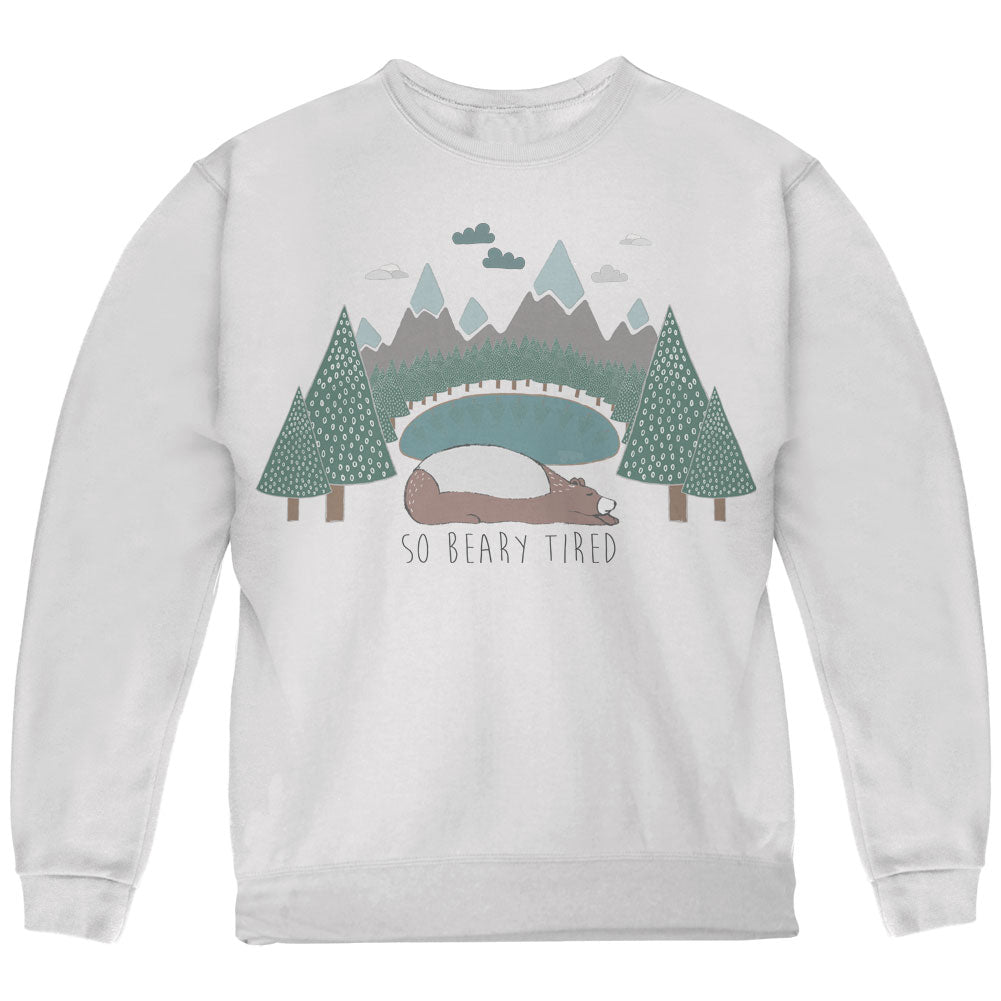 Autumn So Beary Very Tired Bear Pun Youth Sweatshirt Youth Sweatshirts global YLG White