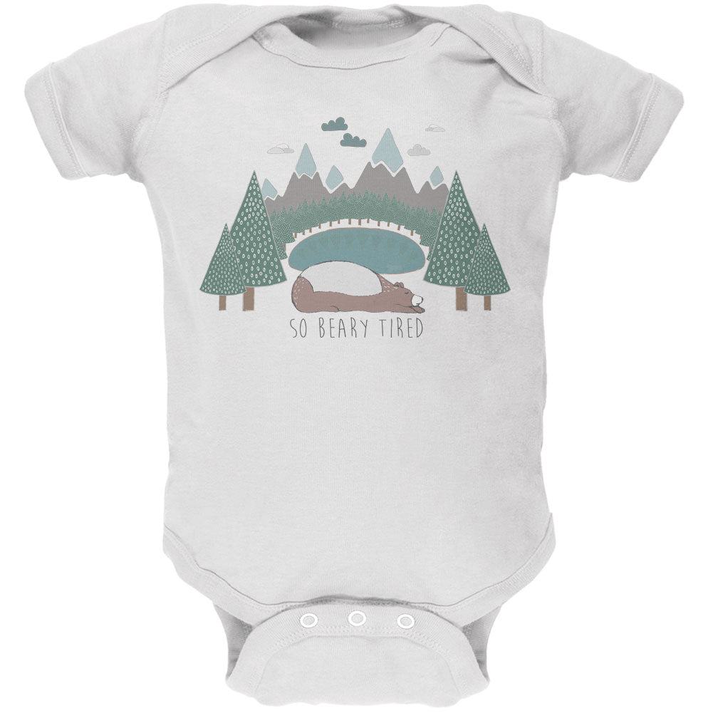 Autumn So Beary Very Tired Bear Pun Soft Baby One Piece Baby One Piece global 12M White