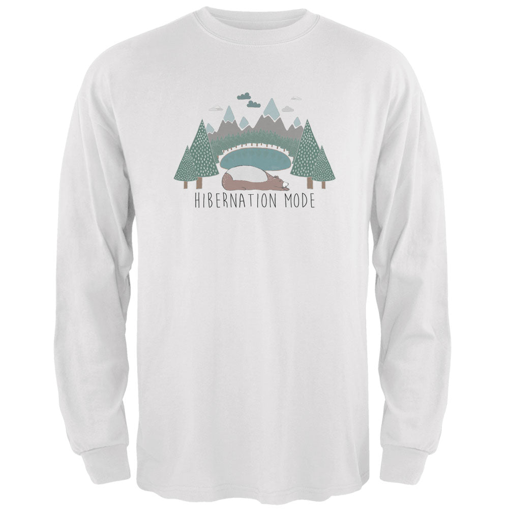 Autumn Bear Hibernation Mode Mens Long Sleeve T Shirt Men's Long Sleeves global 2XL White