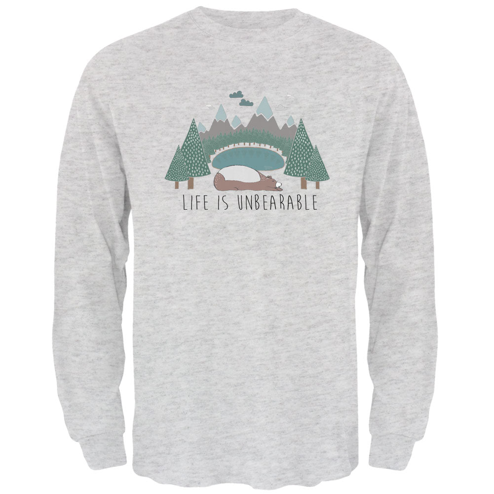 Autumn Life is Unbearable Bear Pun Mens Long Sleeve T Shirt Men's Long Sleeves global 2XL Light Heather Grey
