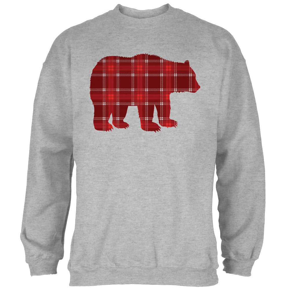 Autumn Plaid Bear Mens Sweatshirt Men's Sweatshirts global 2XL Heather