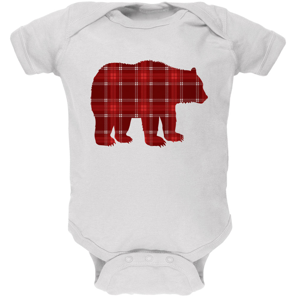 Autumn Plaid Bear Soft Baby One Piece Baby One Piece global 12M White