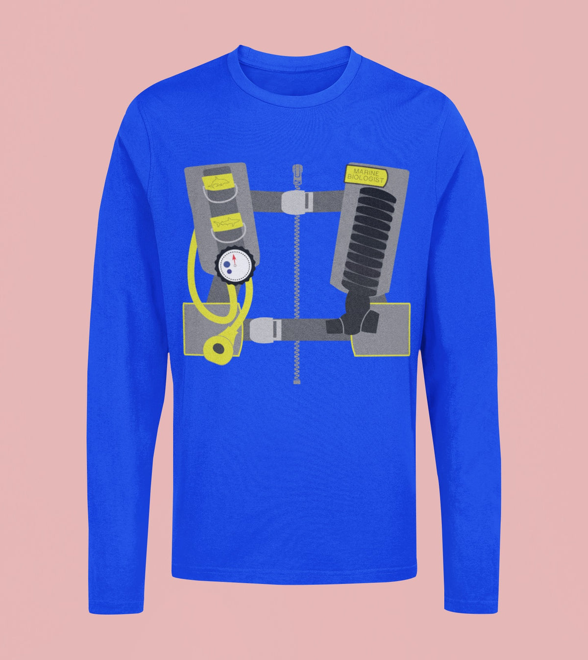 Halloween Costume Marine Biologist Scuba Diver Costume Mens Long Sleeve T Shirt Men's Long Sleeves Old Glory