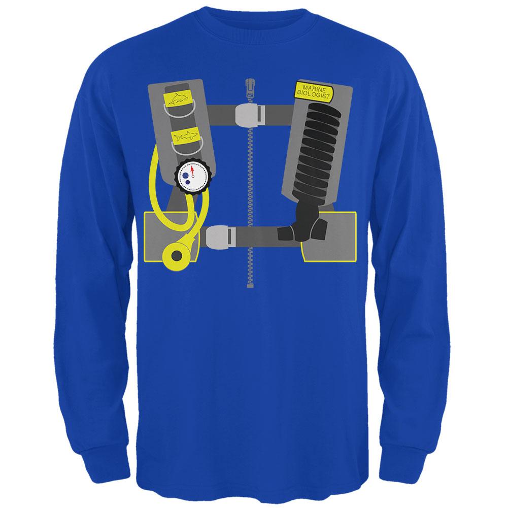 Halloween Costume Marine Biologist Scuba Diver Costume Mens Long Sleeve T Shirt Men's Long Sleeves Old Glory 2XL Royal