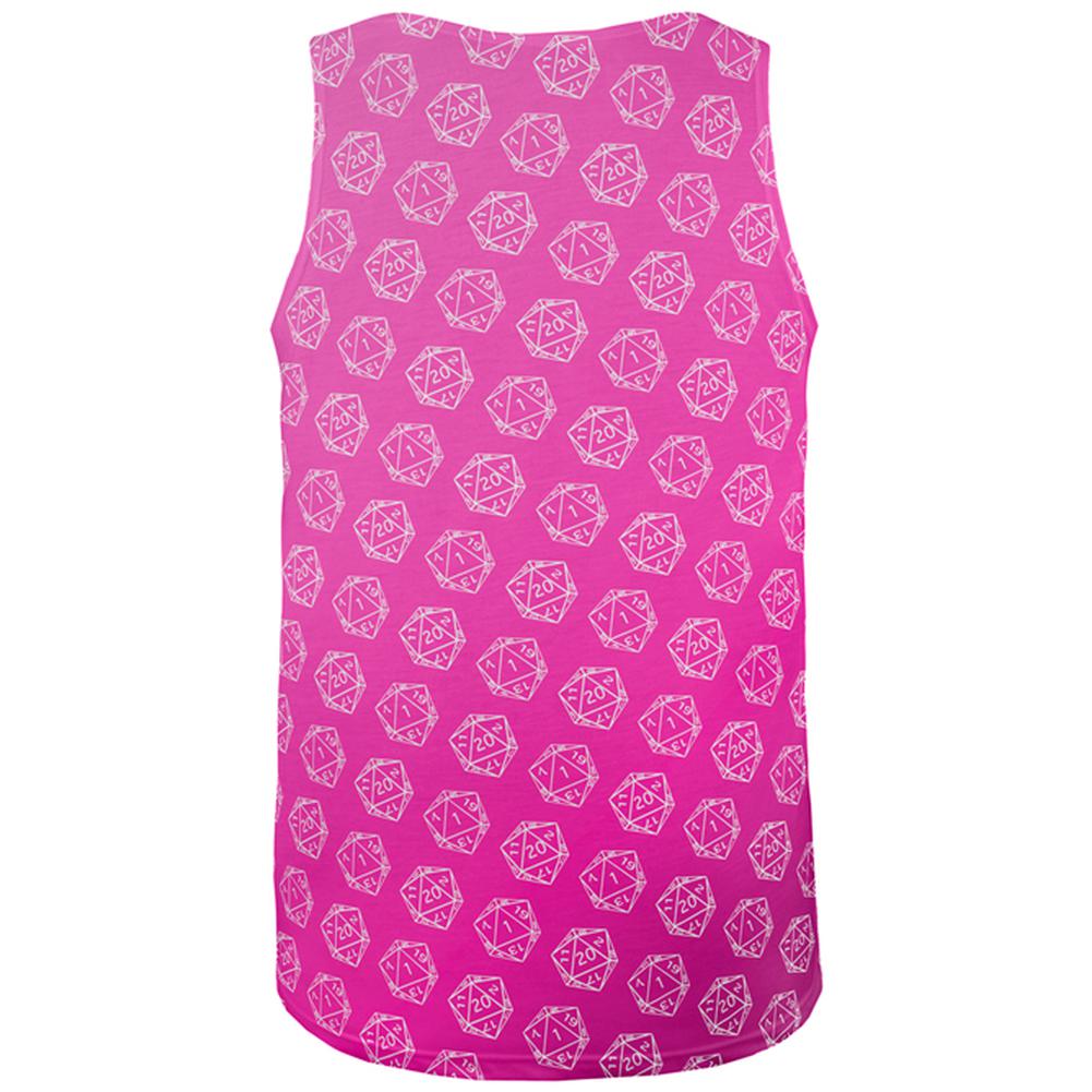 D20 Gamer Critical Hit and Fumble Pink Pattern All Over Mens Tank Top Men's Tank Tops Old Glory