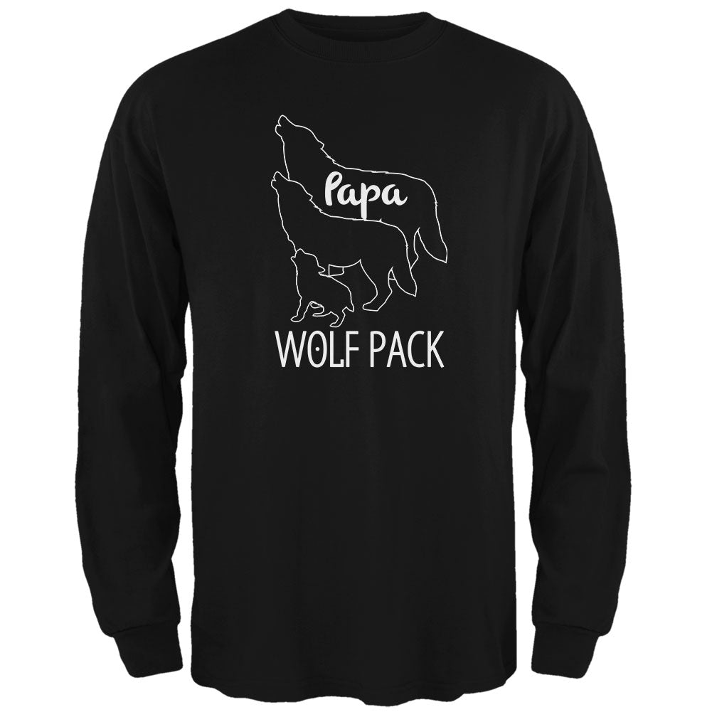 Wolf Pack Papa Dad Father Mens Long Sleeve T Shirt Men's Long Sleeves Old Glory 2XL Black