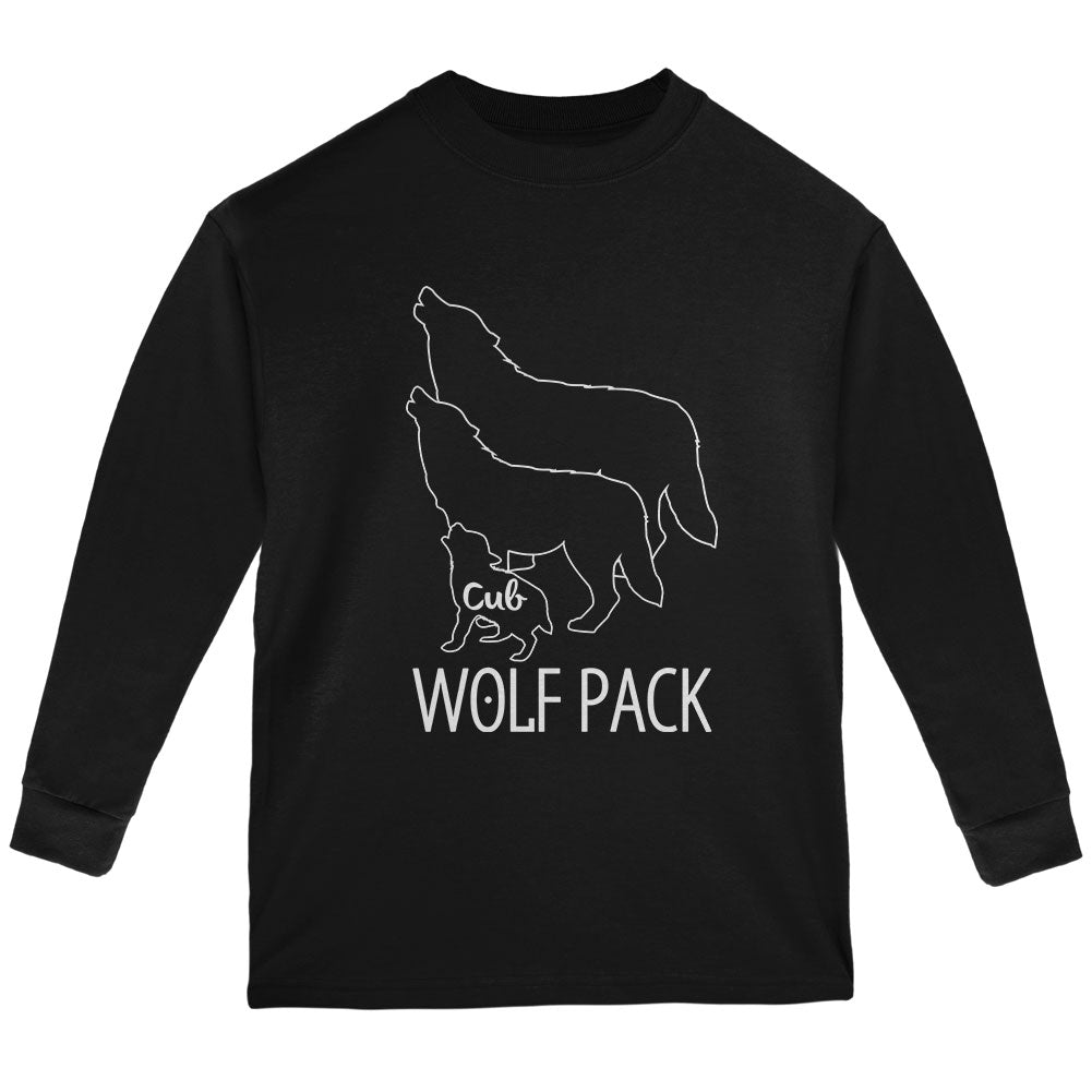 Wolf Pack Cub Baby Child Youth Long Sleeve T Shirt Youth Long Sleeves Old Glory YLG Black