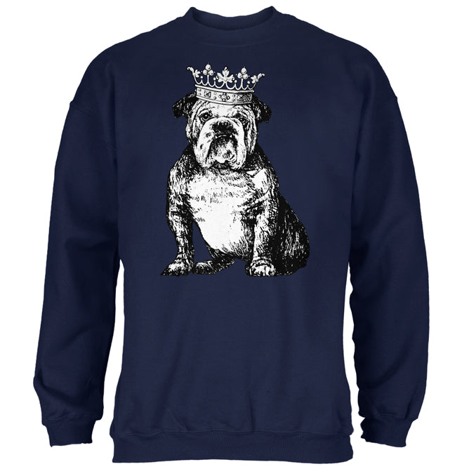 English Bulldog Crown Mens Sweatshirt Men's Sweatshirts Old Glory 2XL Navy