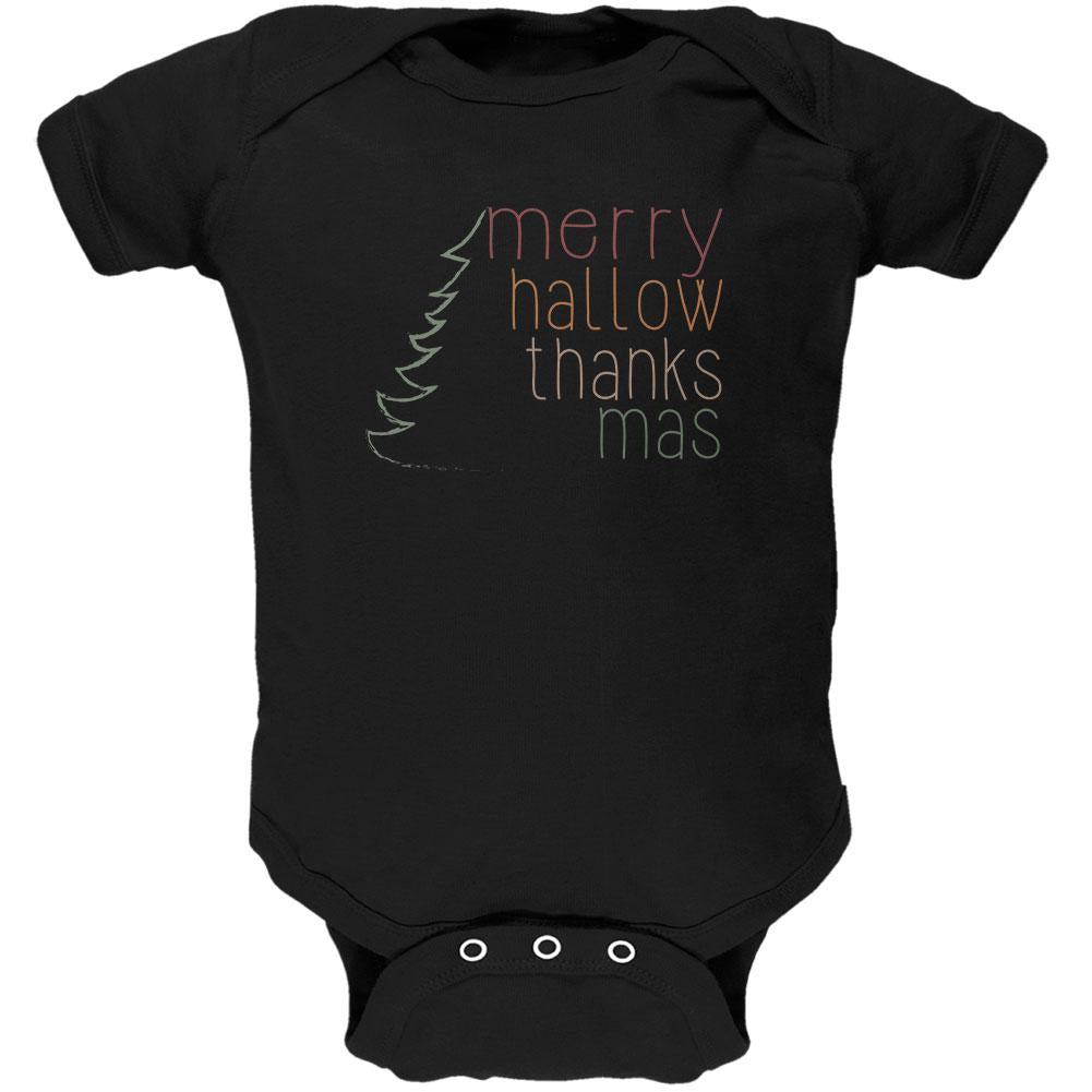 Halloween Thanksgiving Christmas Merry Hallow Thanks Mas Soft Baby One Piece Baby One Piece Old Glory 0-3M Black