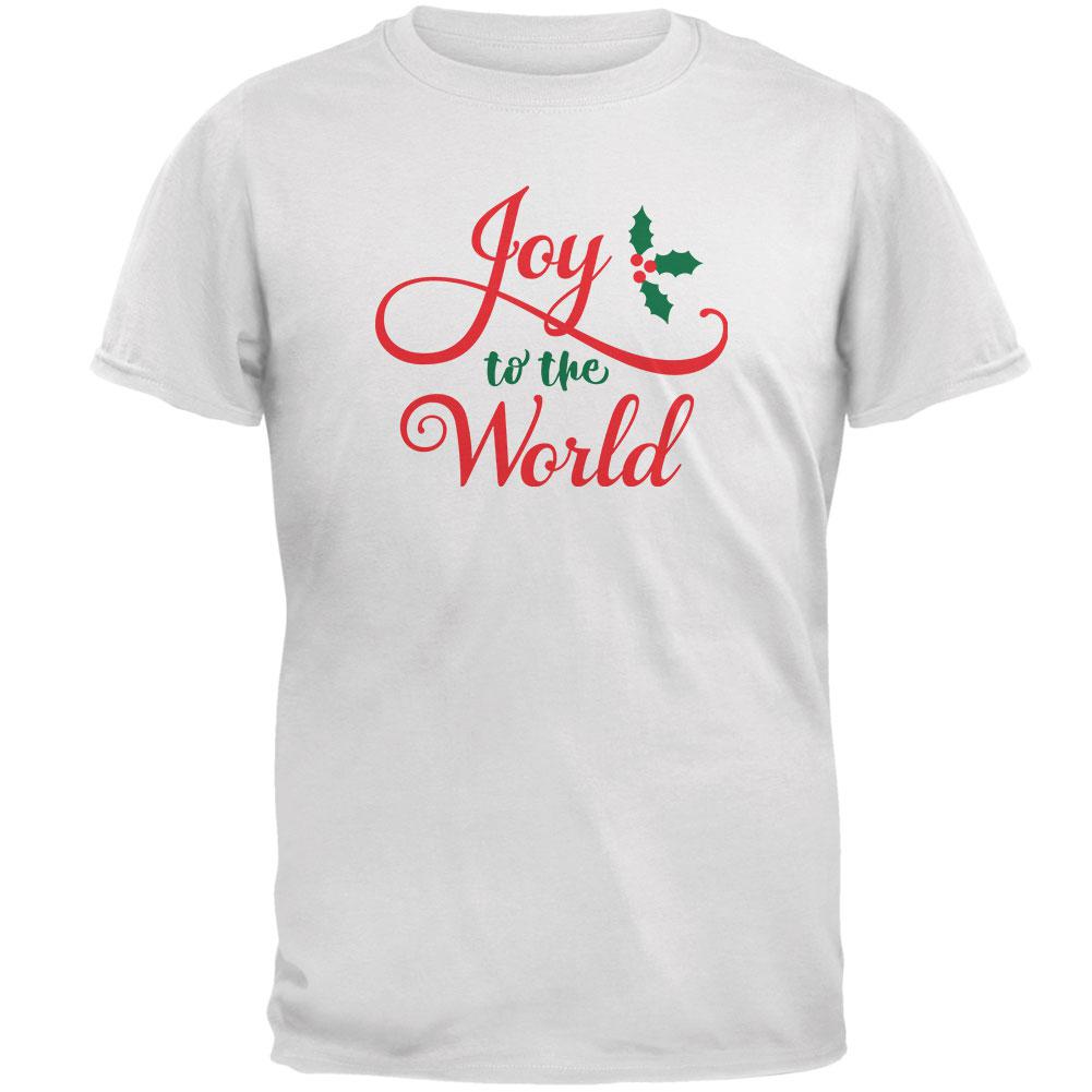 Christmas Joy to the World Script Mens T Shirt Men's T-Shirts Old Glory 2XL White