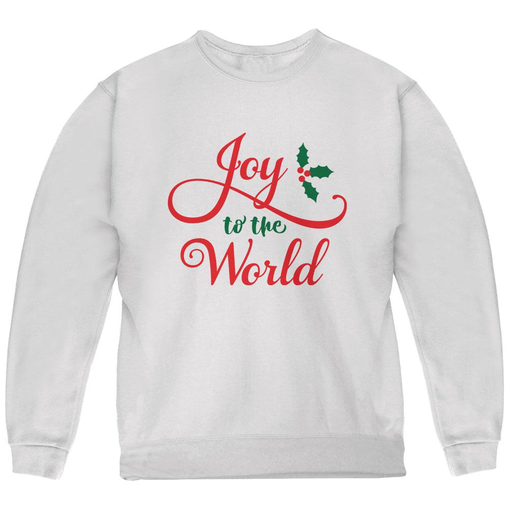 Christmas Joy to the World Script Youth Sweatshirt Youth Sweatshirts Old Glory LG White