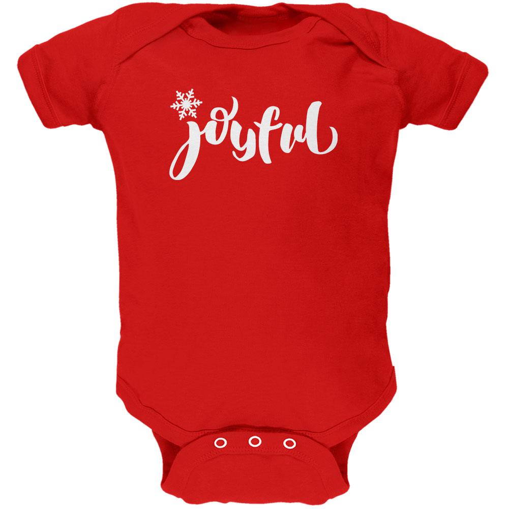 Christmas Joyful Script Snowflake Soft Baby One Piece Baby One Piece Old Glory 0-3M Red