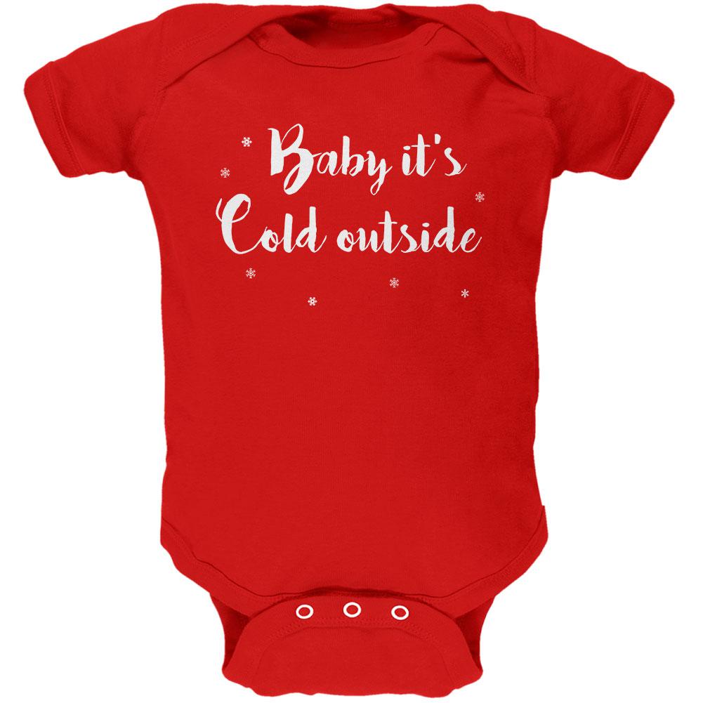 Christmas Baby it's Cold Outside Script Snowflakes Soft Baby One Piece Baby One Piece Old Glory 0-3M Red