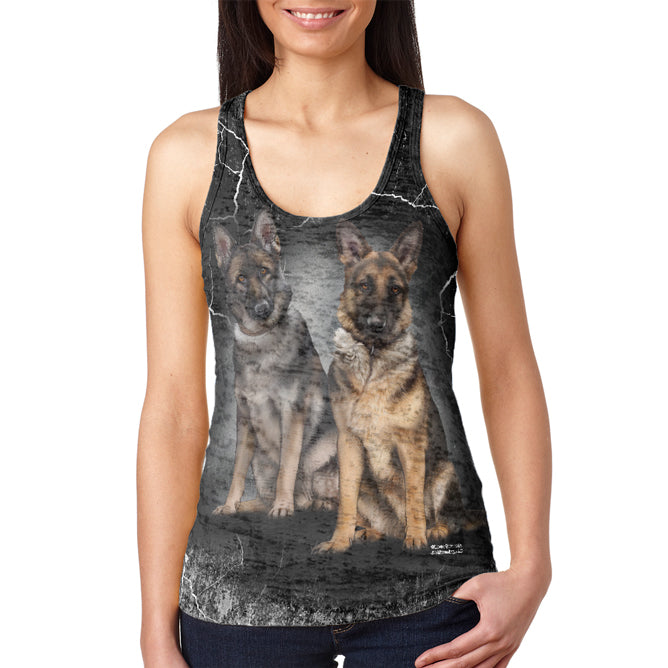 German Shepherds Live Forever Juniors Burnout Racerback Tank Top Juniors Tank Tops Old Glory 2XL Multicolor