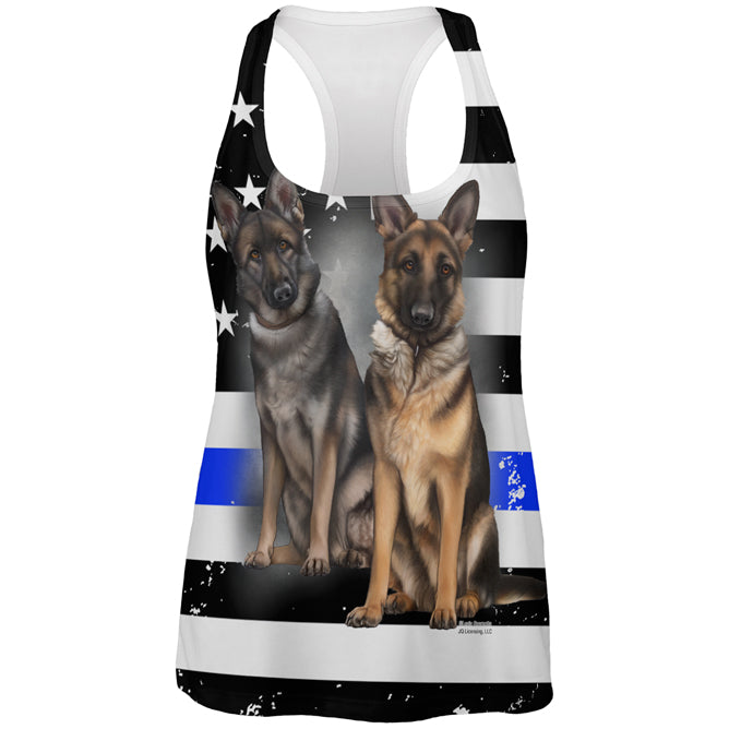 Thin Blue Line K9 Unit German Shepherd Live Forever All Over Womens Work Out Tank Top Women's Tank Tops Old Glory 2XL Multi
