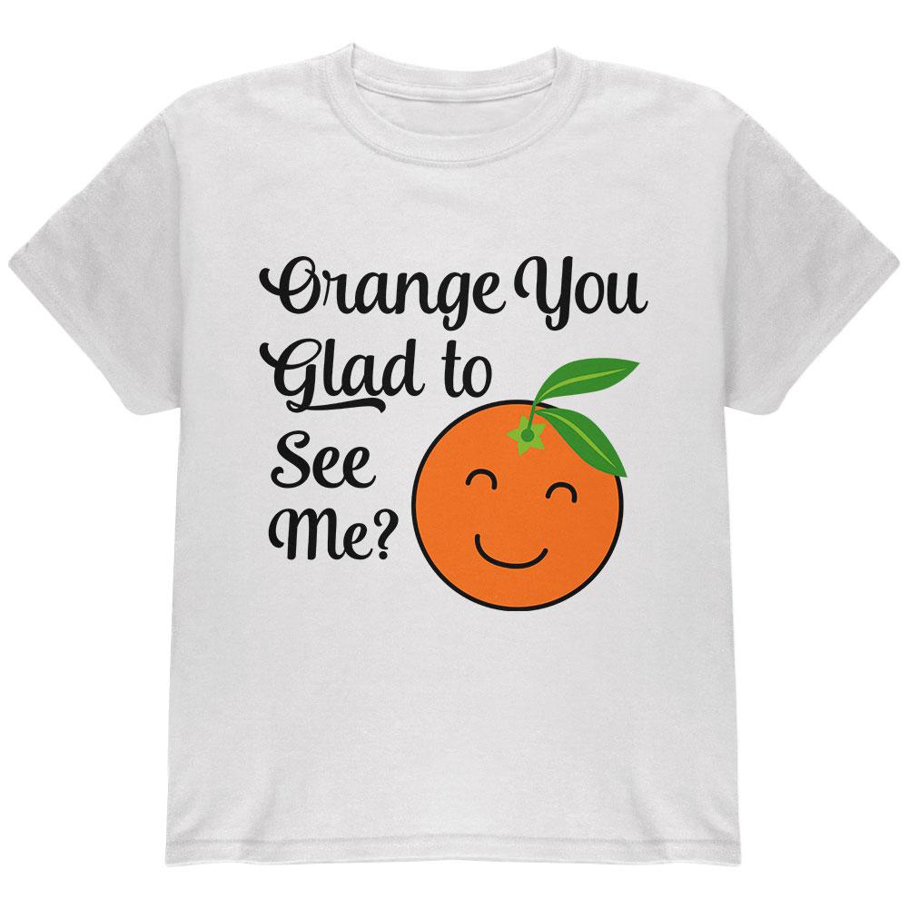 Fruit Orange You Glad to See Me Aren't Youth T Shirt Youth T-Shirts Old Glory LG White