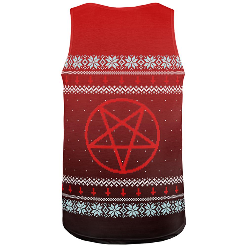 Ugly Christmas Sweater Red Black Pentagram Ombre All Over Mens Tank Top Men's Tank Tops Old Glory